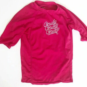 Girls O'neill Rashguard Basic Skin Short Sleeve Crew Swim Shirt Pink 14
